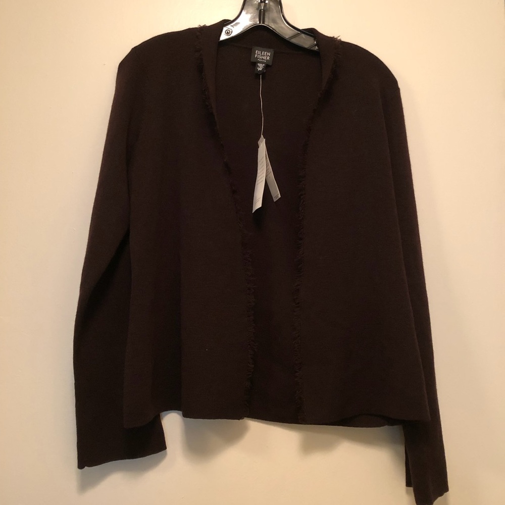 Eileen Fisher Choc Brown Wool Sweater PS NWT